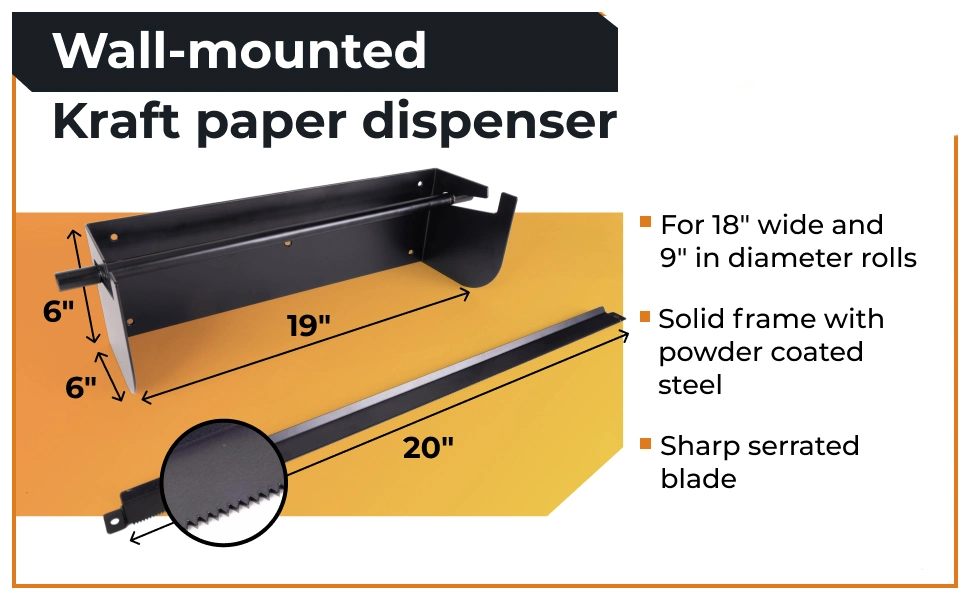 Jh-Mech 40 Inch Wide Bulletin Board Paper Cutter Holder Double Roll Paper Dispenser